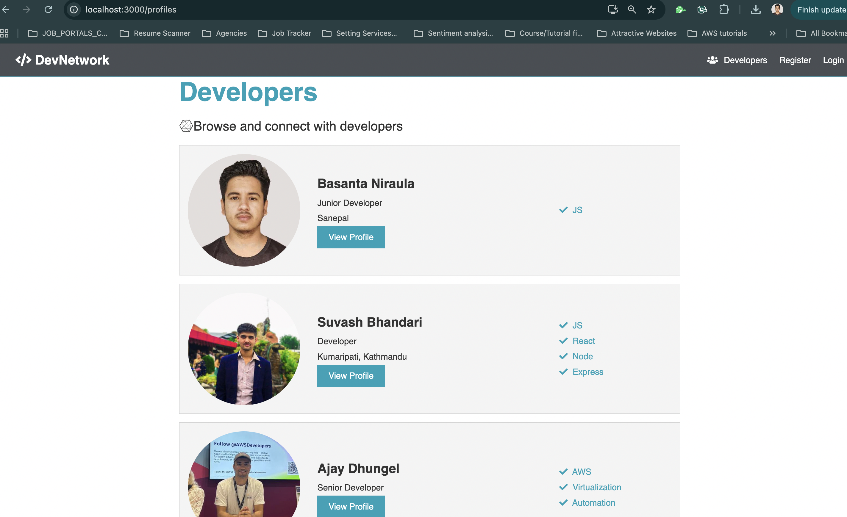 DevNetwork: Community Platform for Developers (MERN Stack) diagram