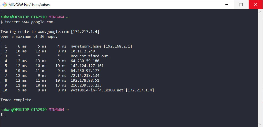 Traceroute Example