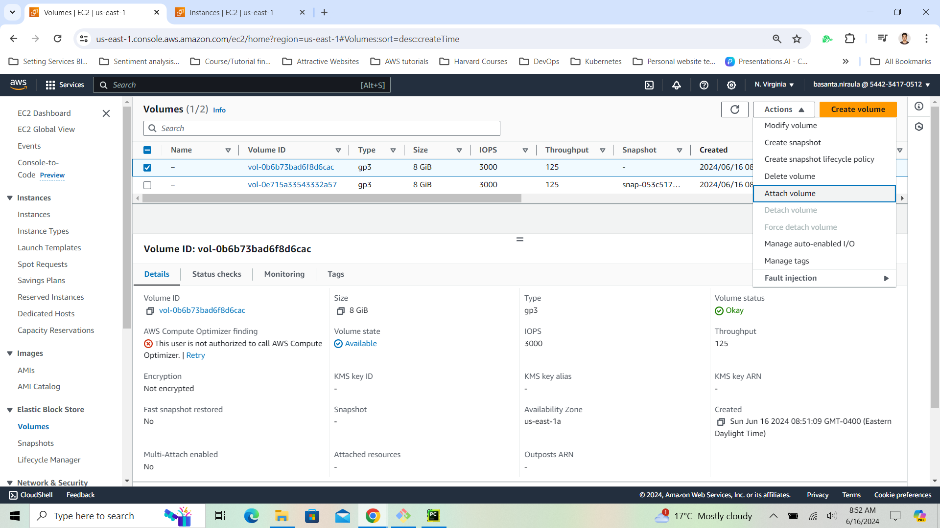 Attach Volume step 1